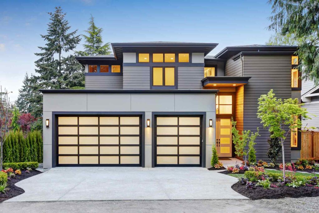 homeguide glass garage doors on new home